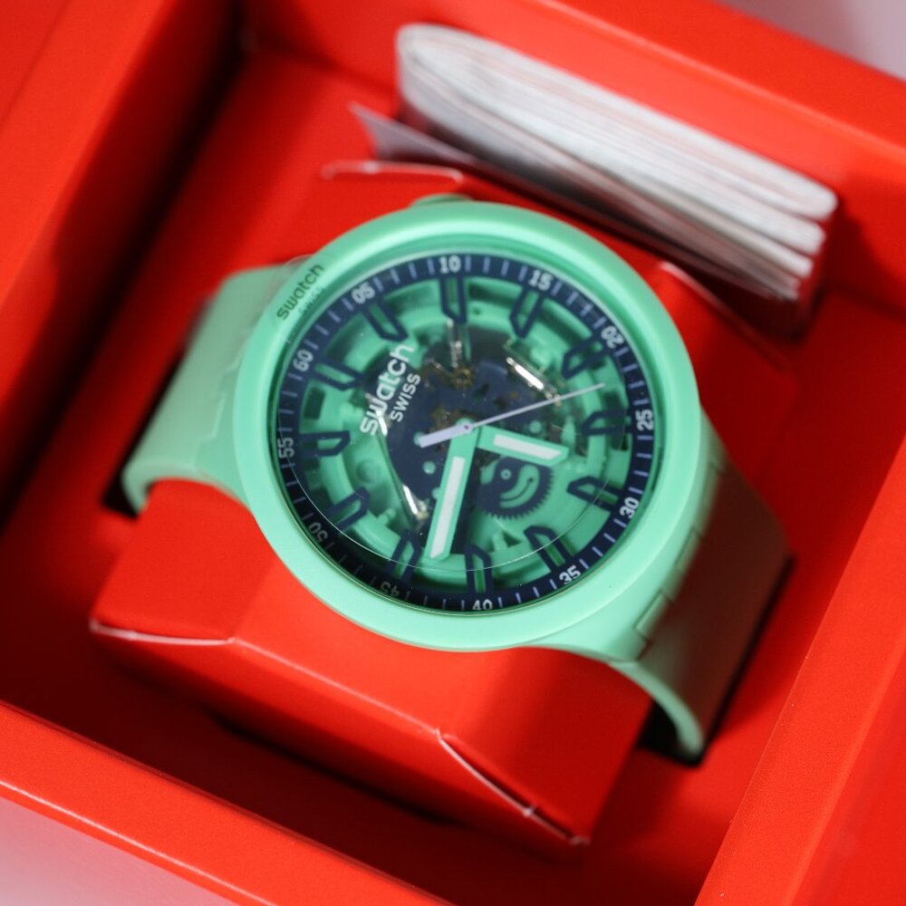 Limited Swatch BIG BOLD SWISS MADE FRESH SQUEEZE 47MM SB01G101 Matte Green Blue
